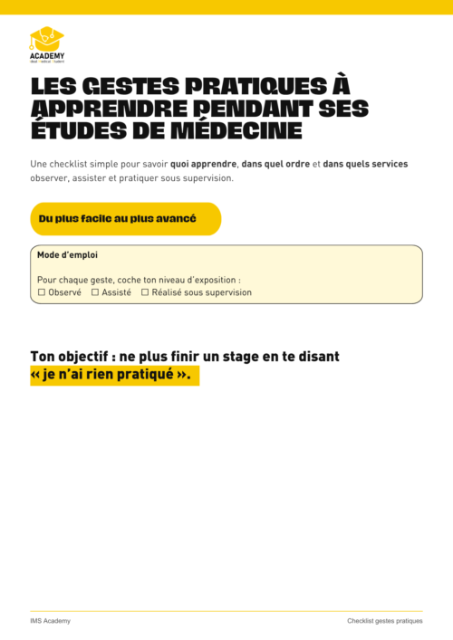 Couverture LES GESTES PRATIQUES À APPRENDRE PENDANT SES ÉTUDES DE MÉDECINE